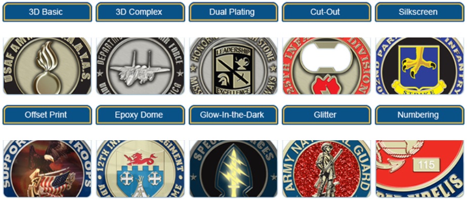 Options for Unique Challenge Coins